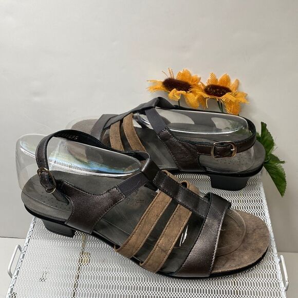 SAS Allegro‎ Heel Strap Metallic Leather Dressy Comfort Sandal Size 11 - Picture 1 of 11